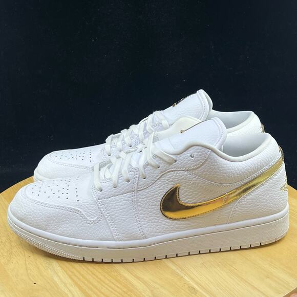 Nike Air Jordan 1 Low Se White-Metallic Gold-White Womens Sz 11.5 [CZ4776-100] - Picture 7 of 10